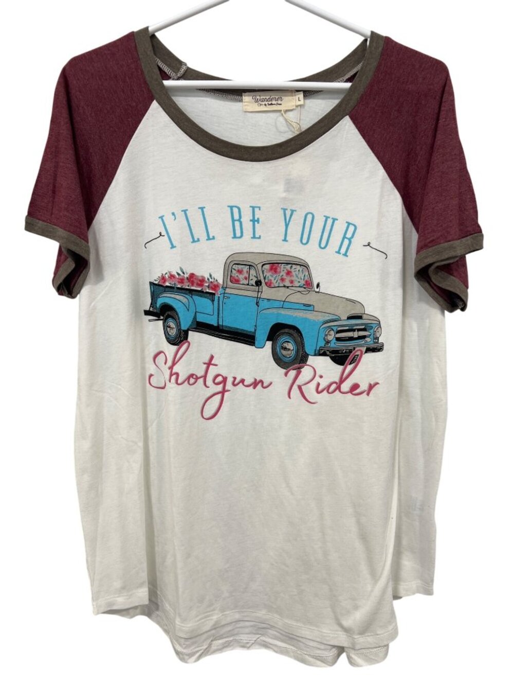 Wanderer By Southern Grace Raglan T-Shirt Large I'll Be Your Shotgun Rider NEW